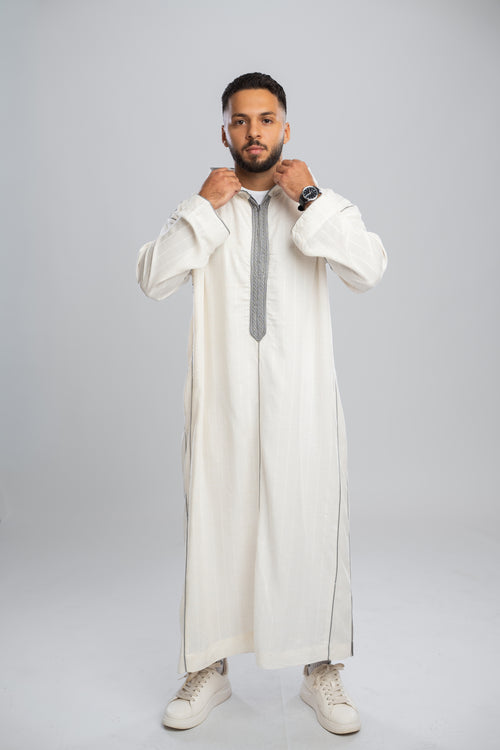 Moroccan Linen Thobe for Men – Gray