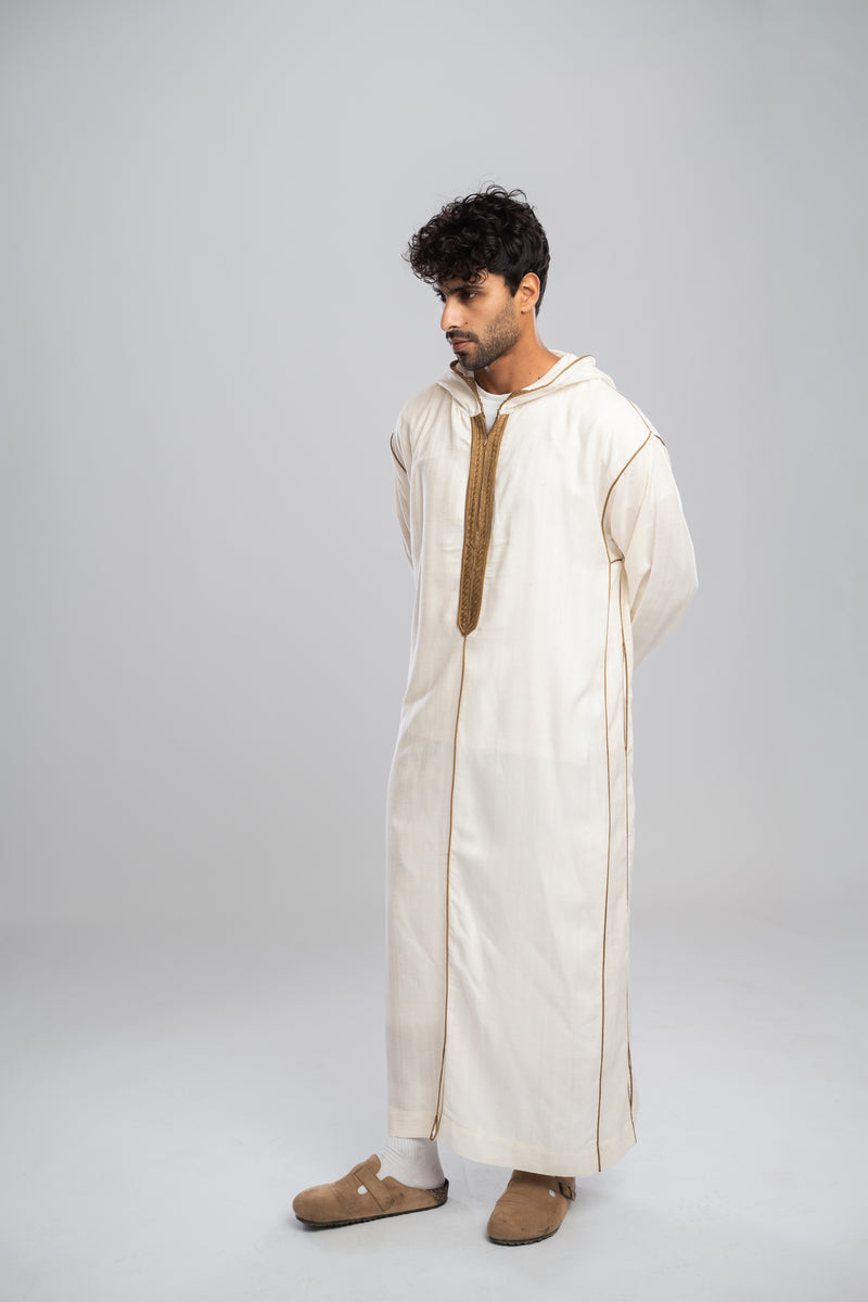 Moroccan Linen Thobe for Men – Olive