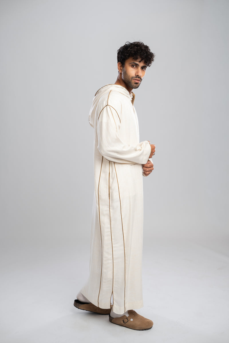 Moroccan Linen Thobe for Men – Olive