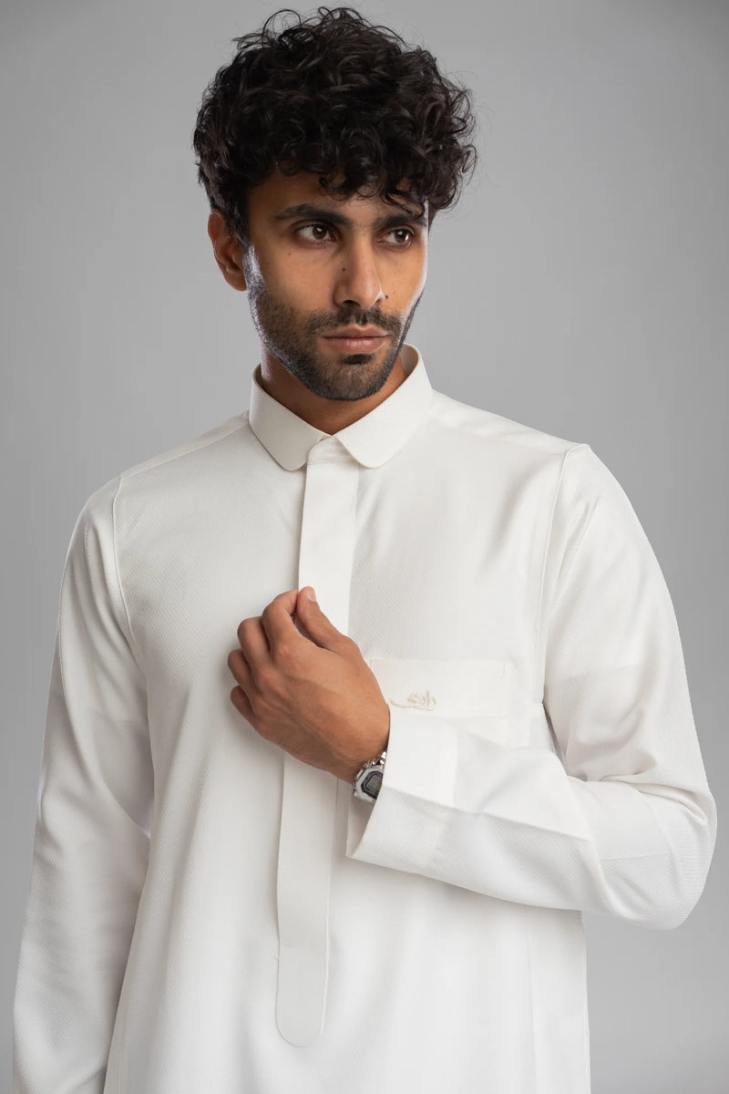 Saudi Thobe for Men – Honeycomb - Cream