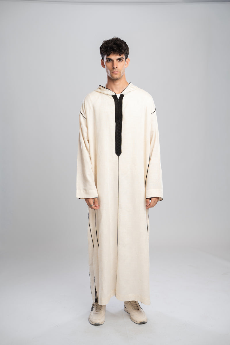 Moroccan Linen Thobe for Men – Black
