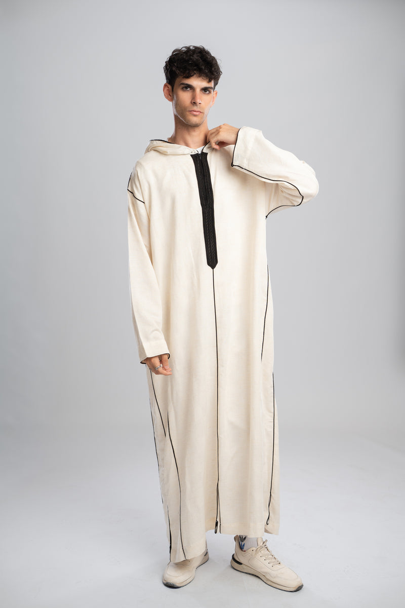 Moroccan Linen Thobe for Men – Black