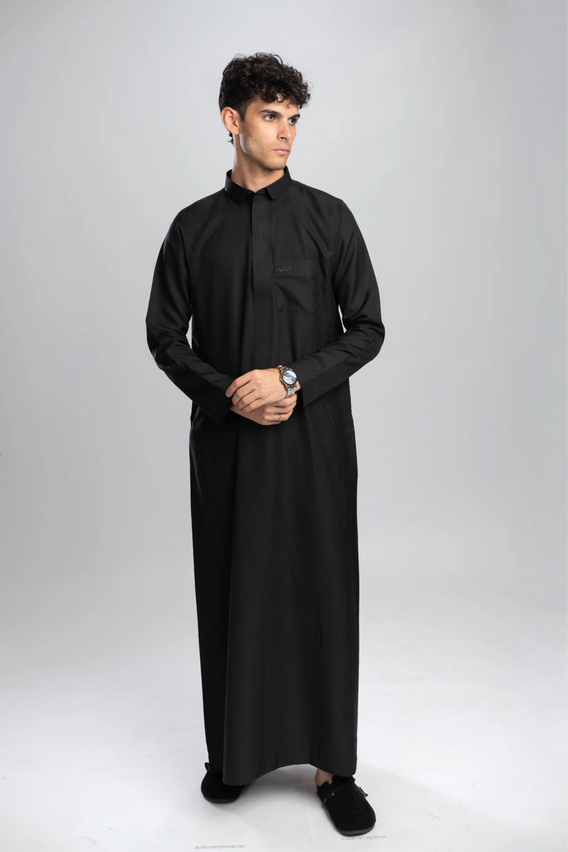 Saudi Thobe for Men – Honeycomb - Black