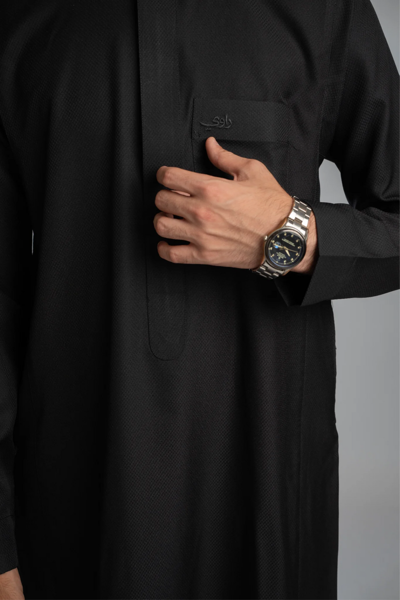 Saudi Thobe for Men – Honeycomb - Black