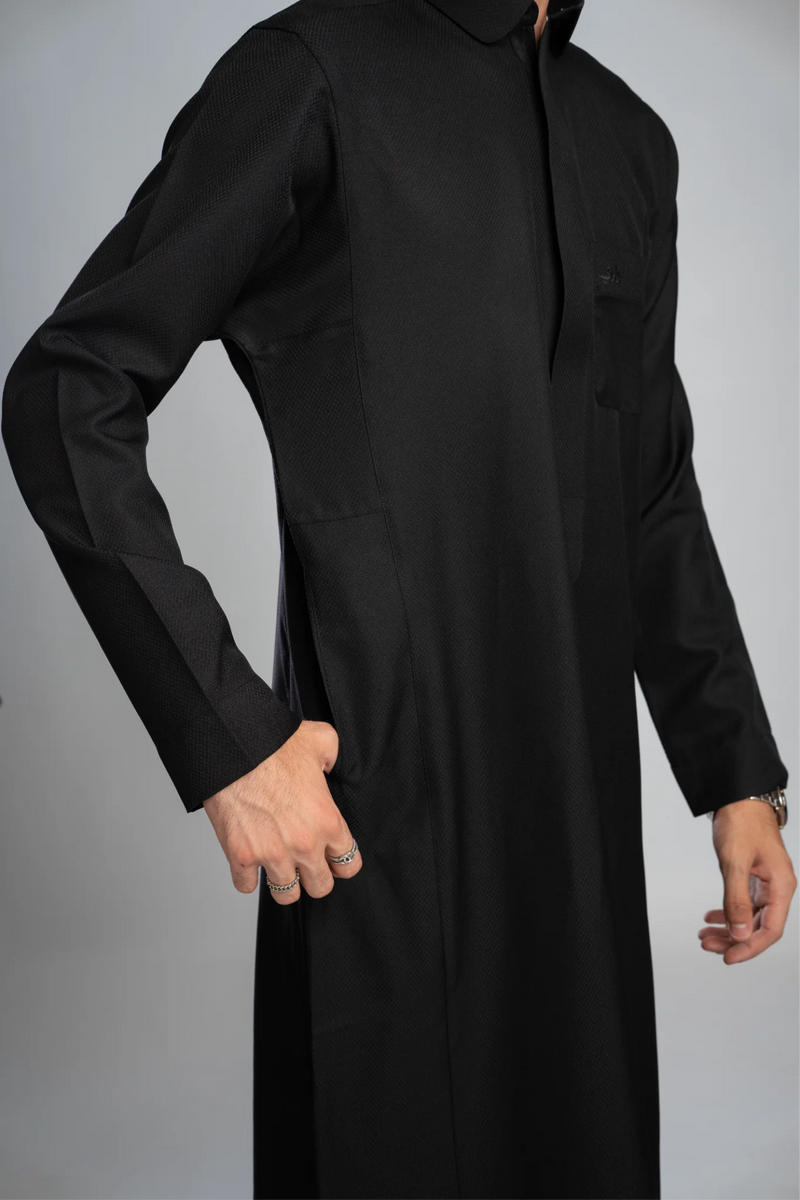 Saudi Thobe for Men – Honeycomb - Black