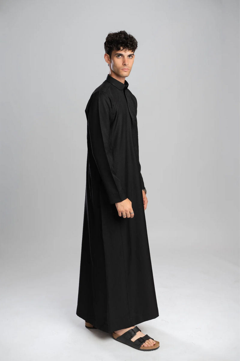 Saudi Thobe for Men – Honeycomb - Black