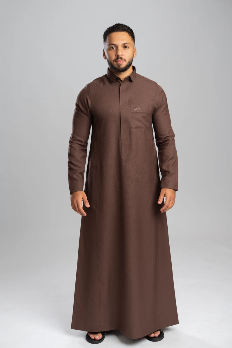 Saudi Thobe for Men – Honeycomb - Brown