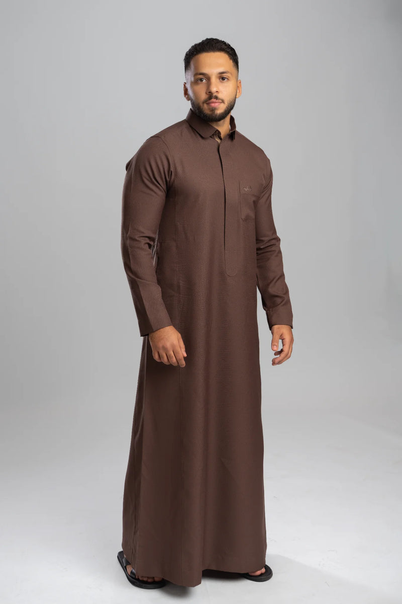 Saudi Thobe for Men – Honeycomb - Brown