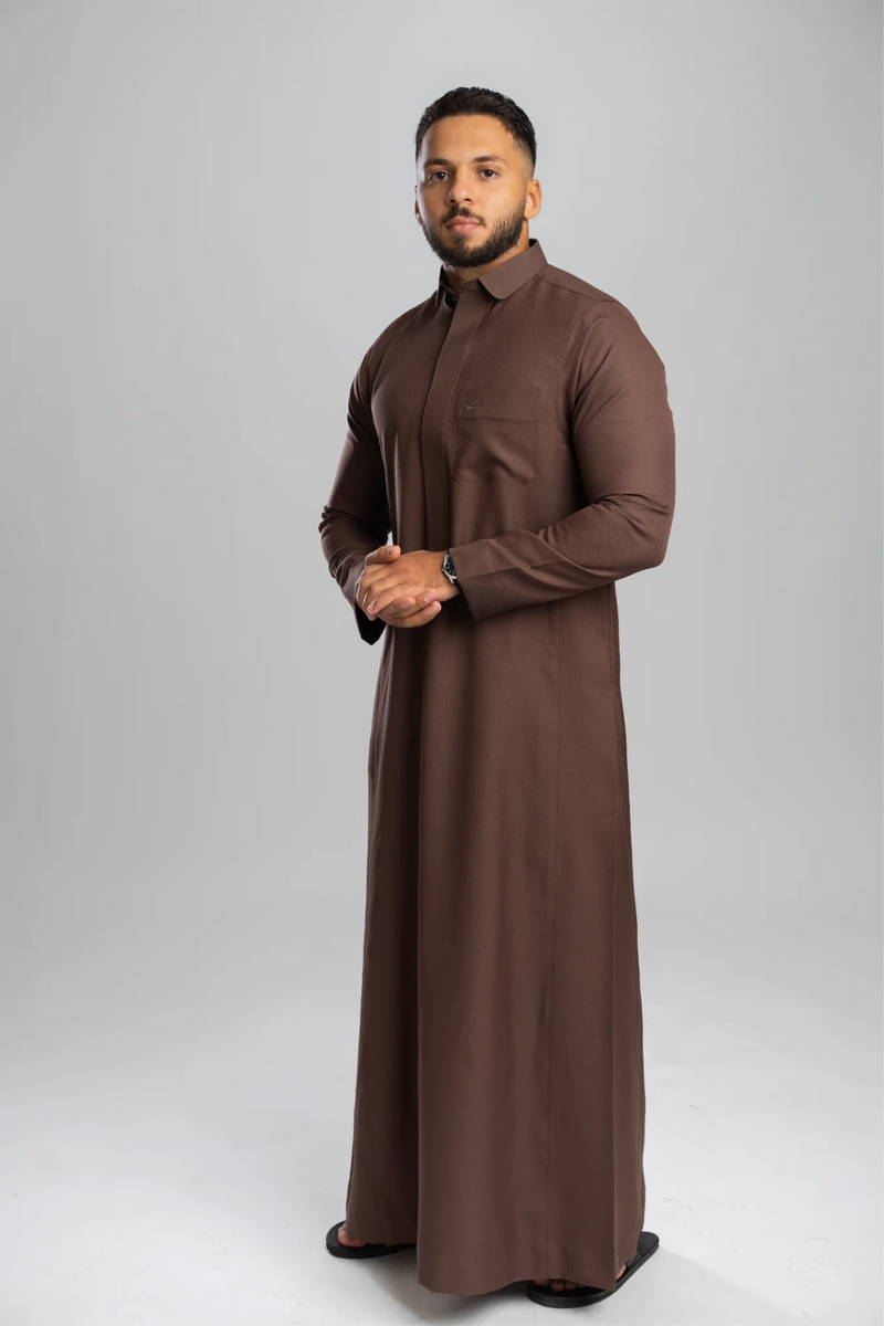 Saudi Thobe for Men – Honeycomb - Brown