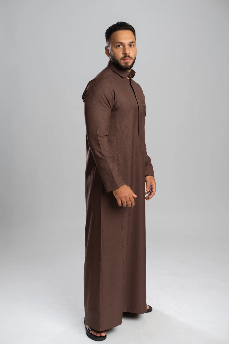 Saudi Thobe for Men – Honeycomb - Brown