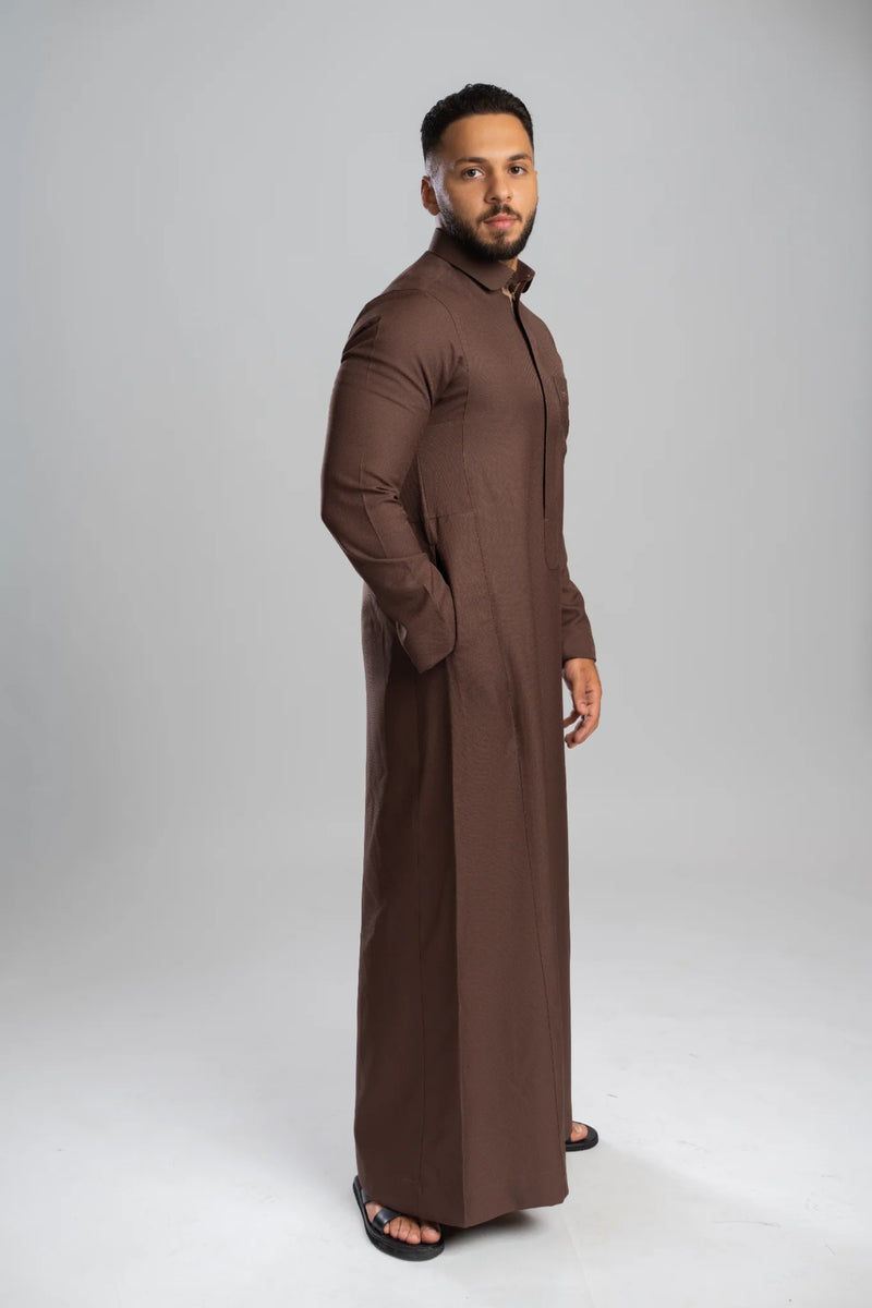 Saudi Thobe for Men – Honeycomb - Brown