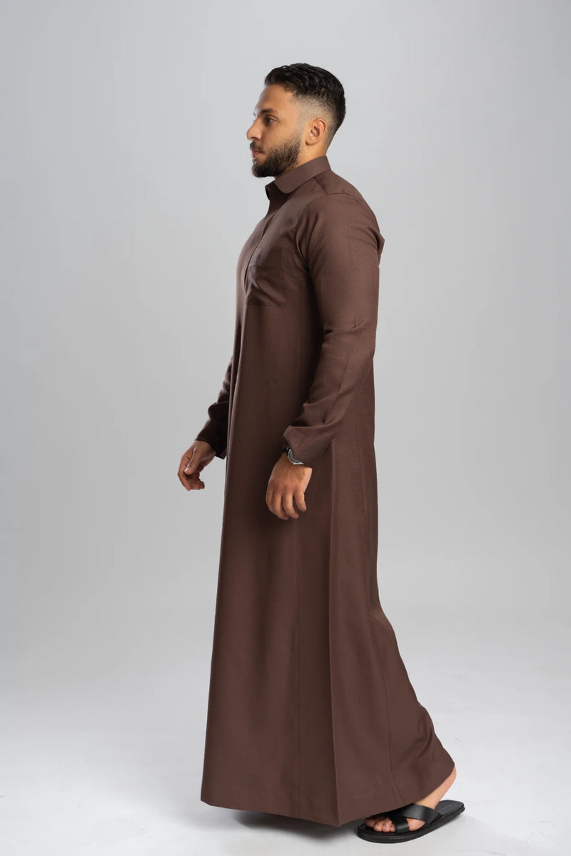 Saudi Thobe for Men – Honeycomb - Brown