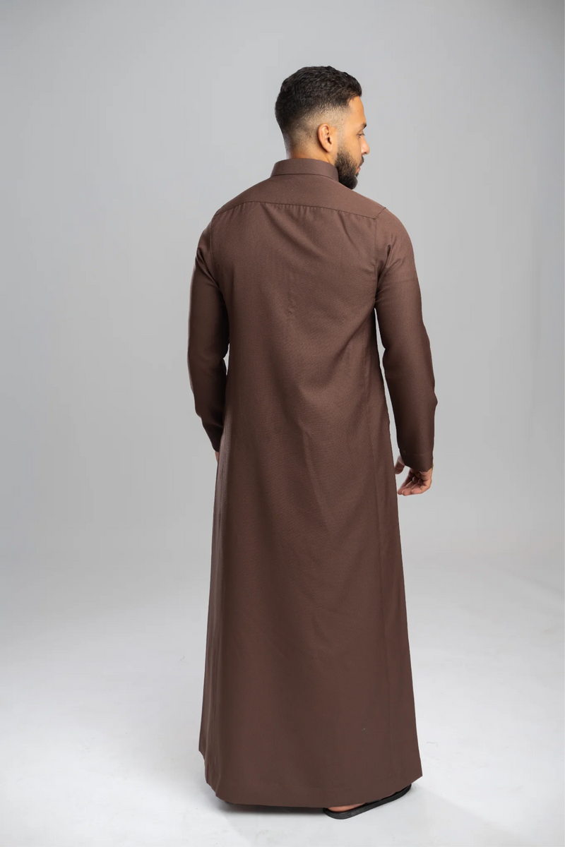 Saudi Thobe for Men – Honeycomb - Brown