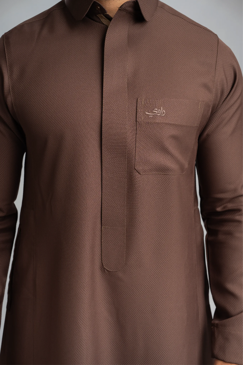 Saudi Thobe for Men – Honeycomb - Brown