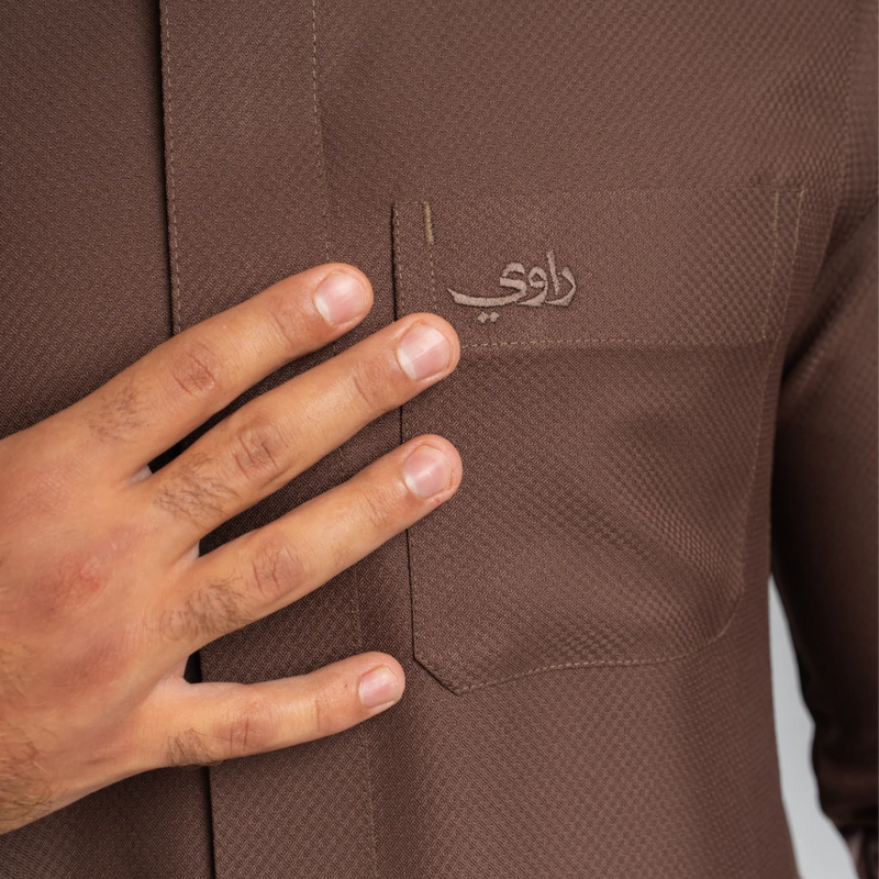 Saudi Thobe for Men – Honeycomb - Brown