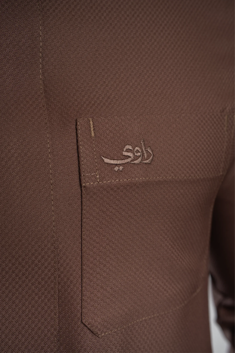 Saudi Thobe for Men – Honeycomb - Brown