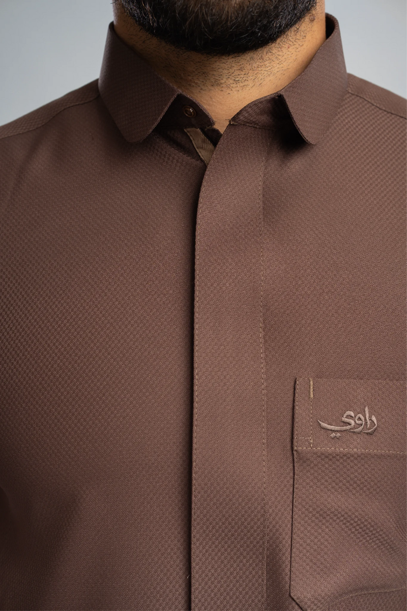 Saudi Thobe for Men – Honeycomb - Brown