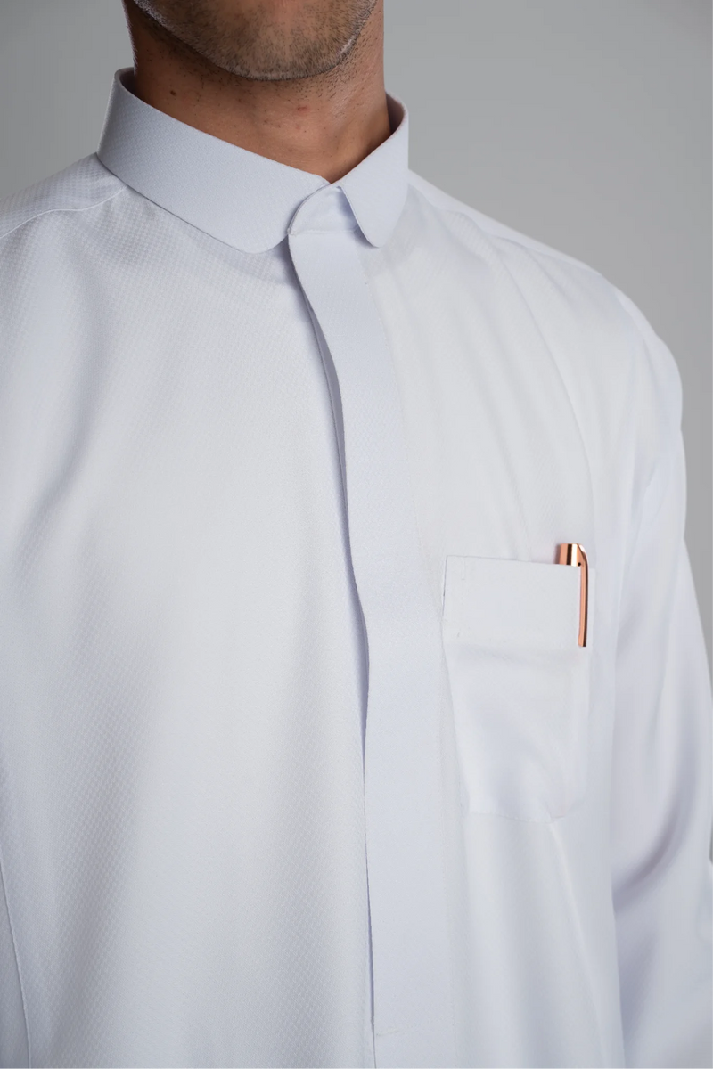 Saudi Thobe for Men – Honeycomb - White