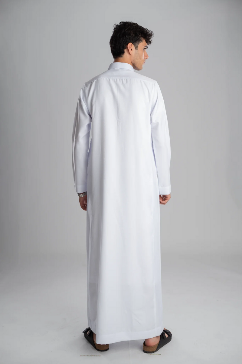 Saudi Thobe for Men – Honeycomb - White