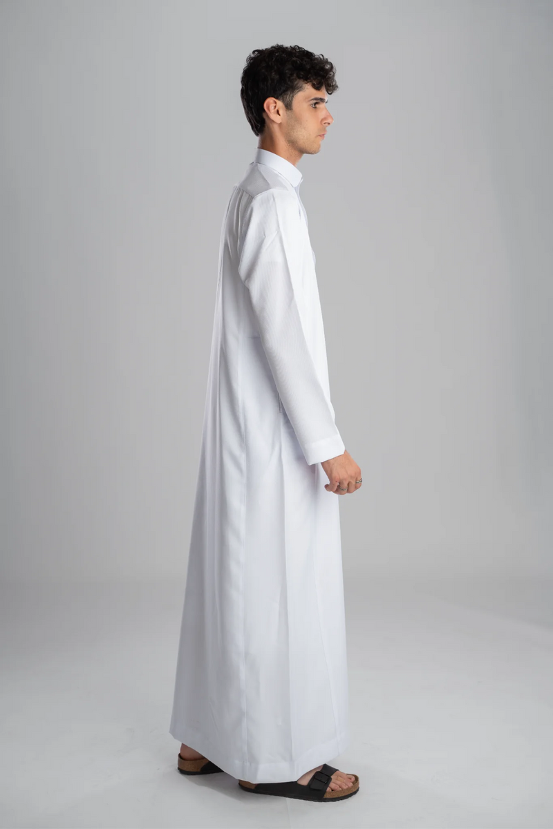 Saudi Thobe for Men – Honeycomb - White