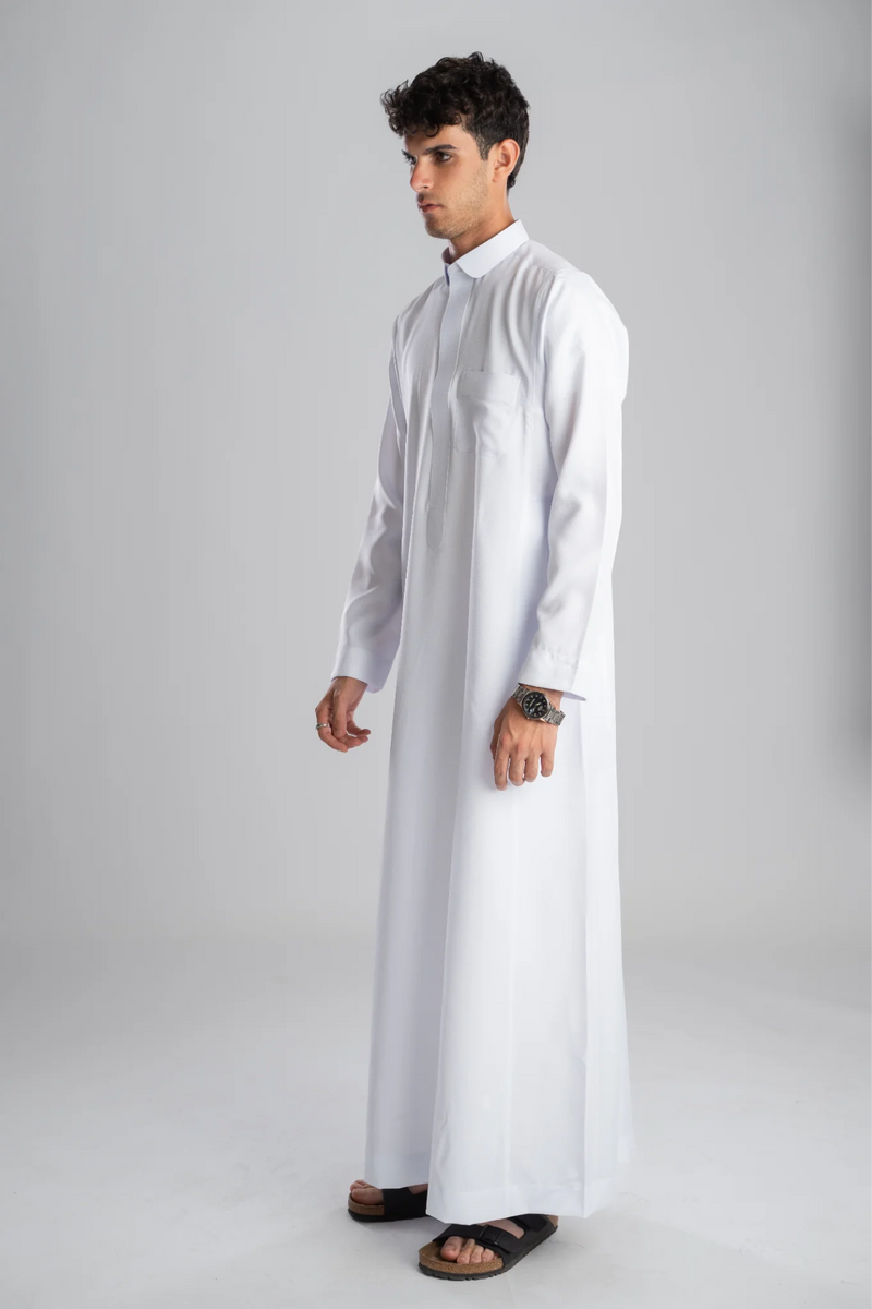Saudi Thobe for Men – Honeycomb - White