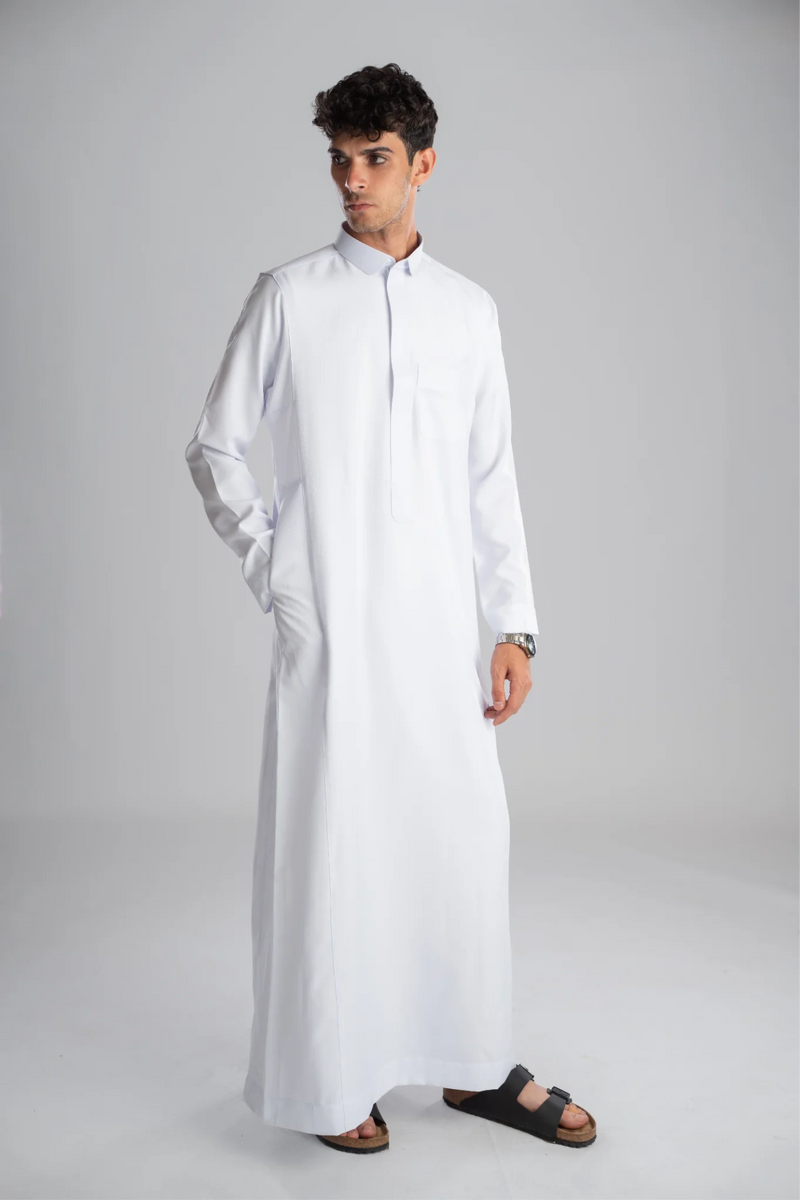 Saudi Thobe for Men – Honeycomb - White