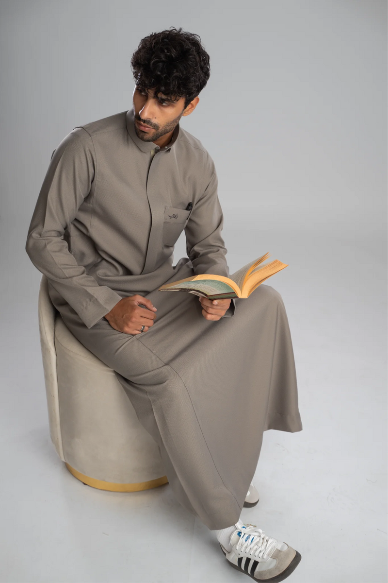 Saudi Thobe for Men – Honeycomb - Gray