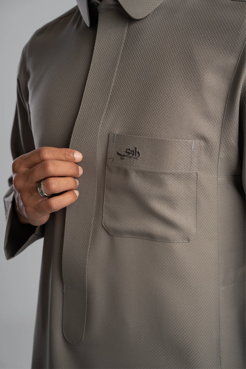 Saudi Thobe for Men – Honeycomb - Gray