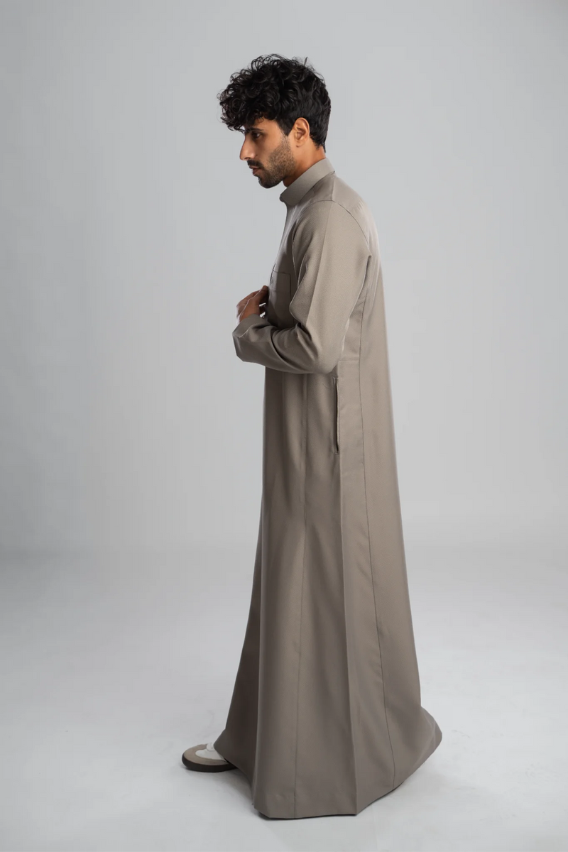 Saudi Thobe for Men – Honeycomb - Gray