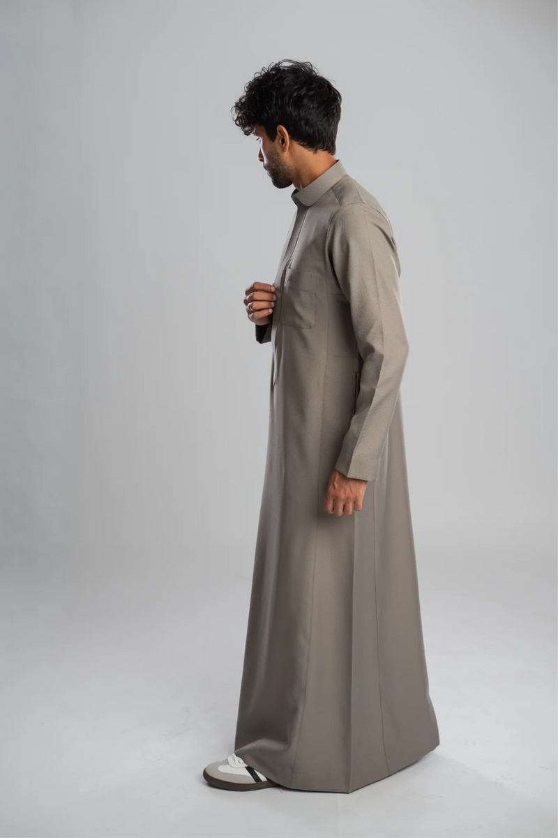 Saudi Thobe for Men – Honeycomb - Gray