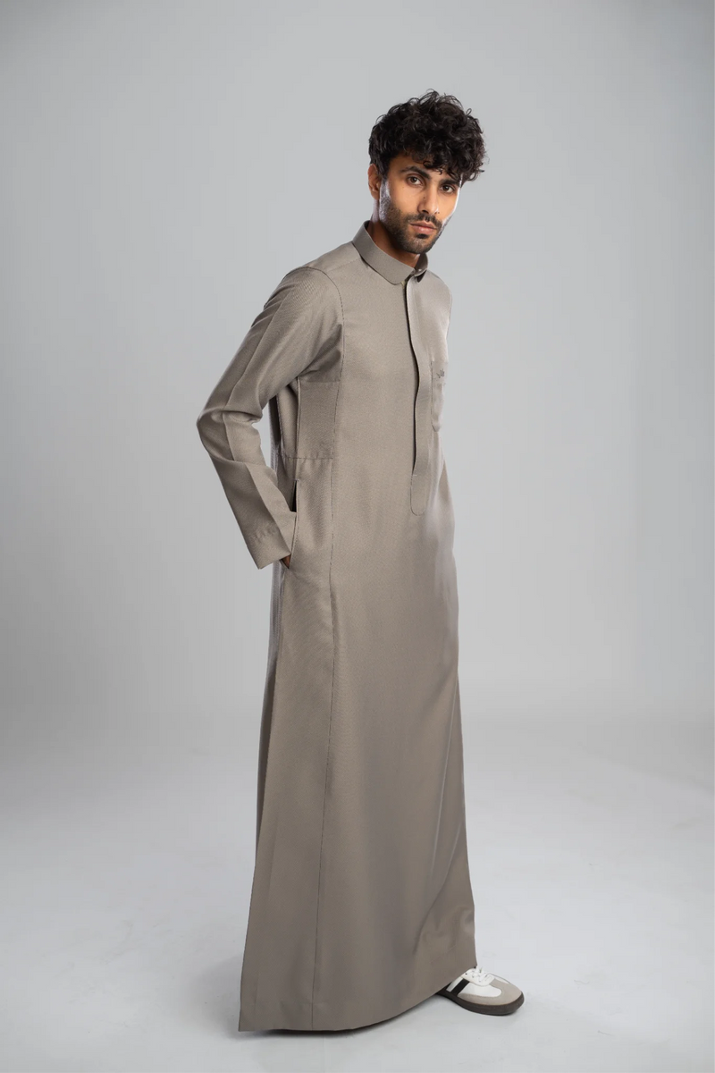 Saudi Thobe for Men – Honeycomb - Gray