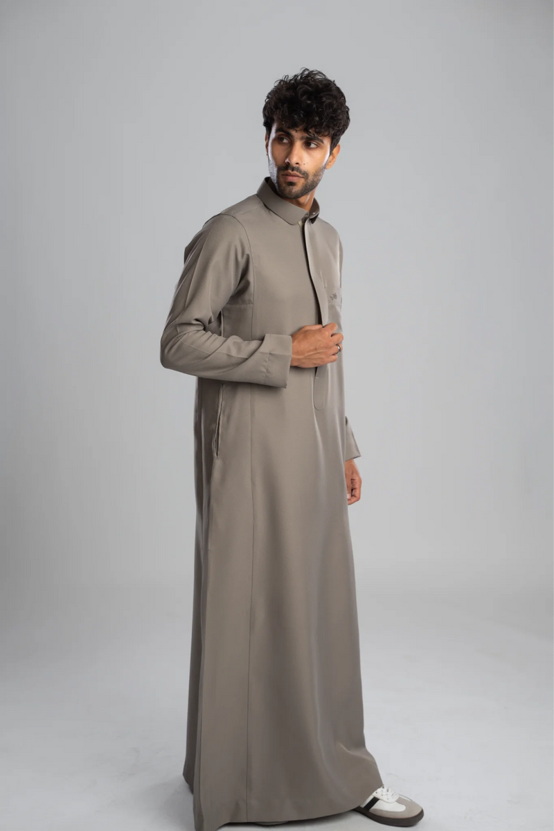 Saudi Thobe for Men – Honeycomb - Gray