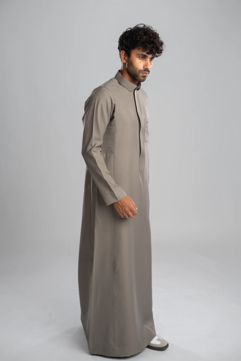 Saudi Thobe for Men – Honeycomb - Gray