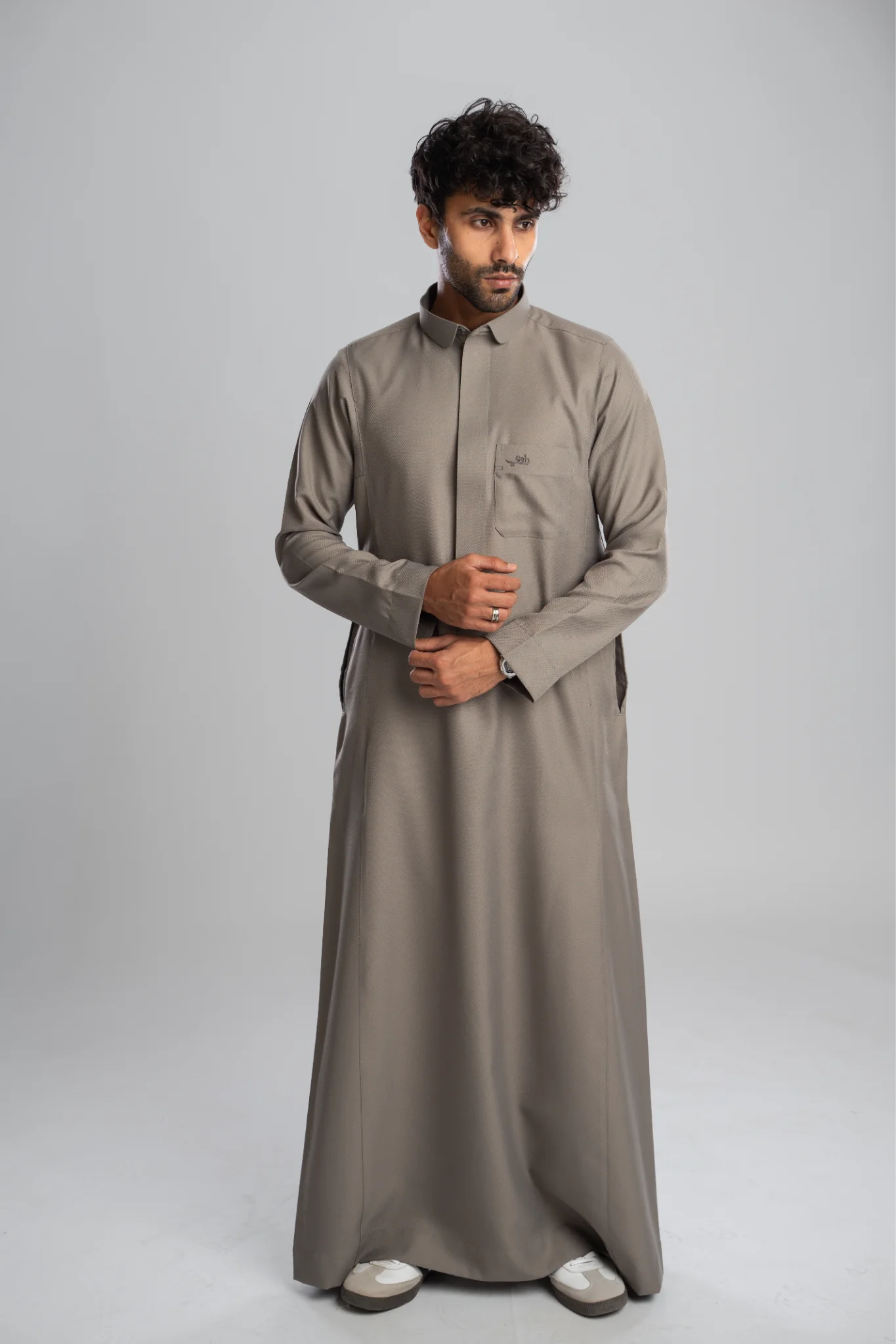 Saudi Thobe for Men – Honeycomb - Warm Beige
