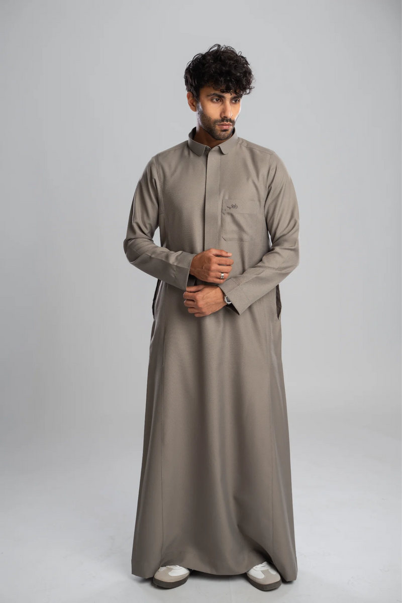 Saudi Thobe for Men – Honeycomb - Gray