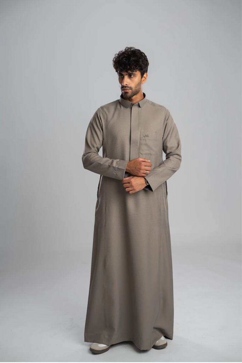 Saudi Thobe for Men – Honeycomb - Gray
