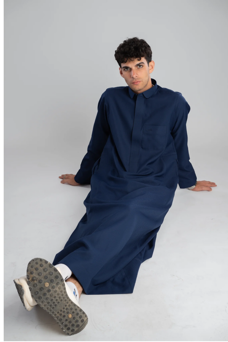 Saudi Thobe for Men – Honeycomb - Navy