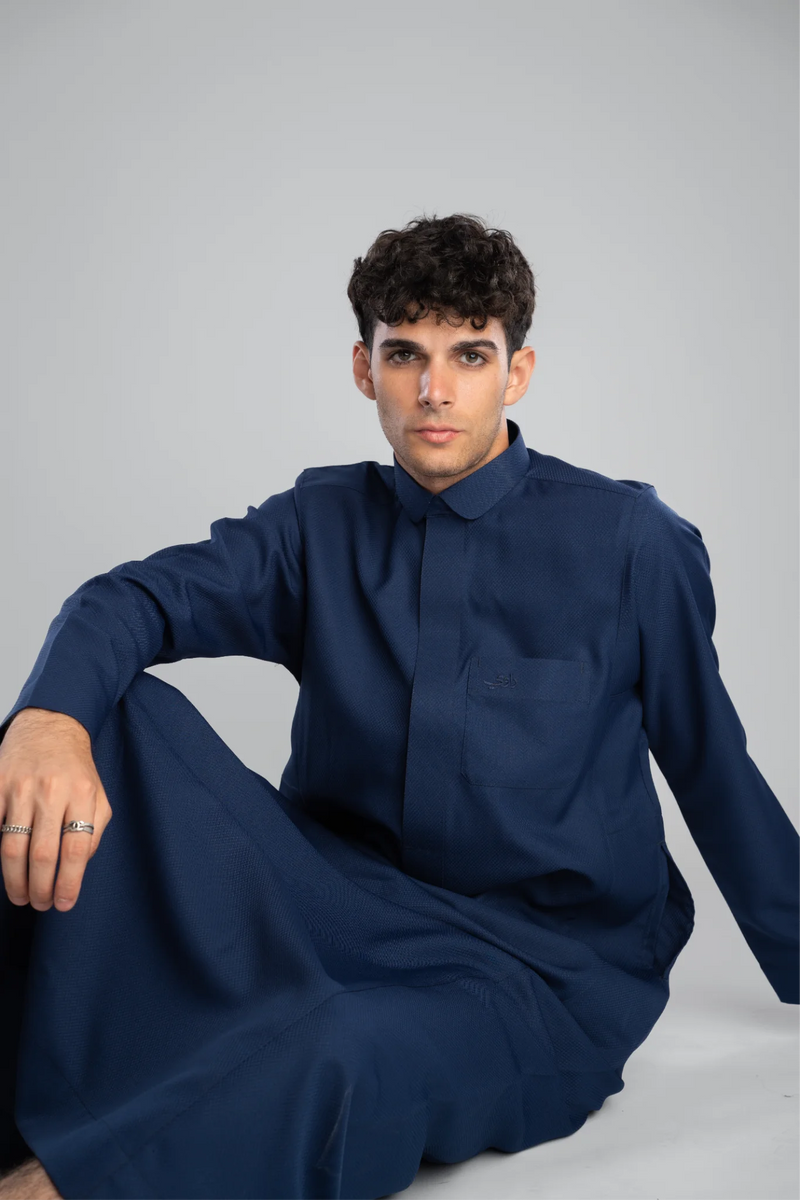 Saudi Thobe for Men – Honeycomb - Navy