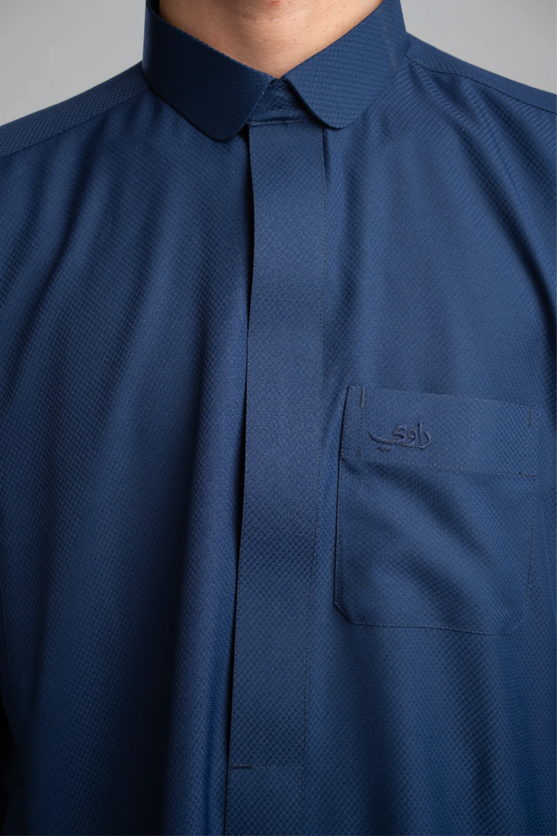 Saudi Thobe for Men – Honeycomb - Navy