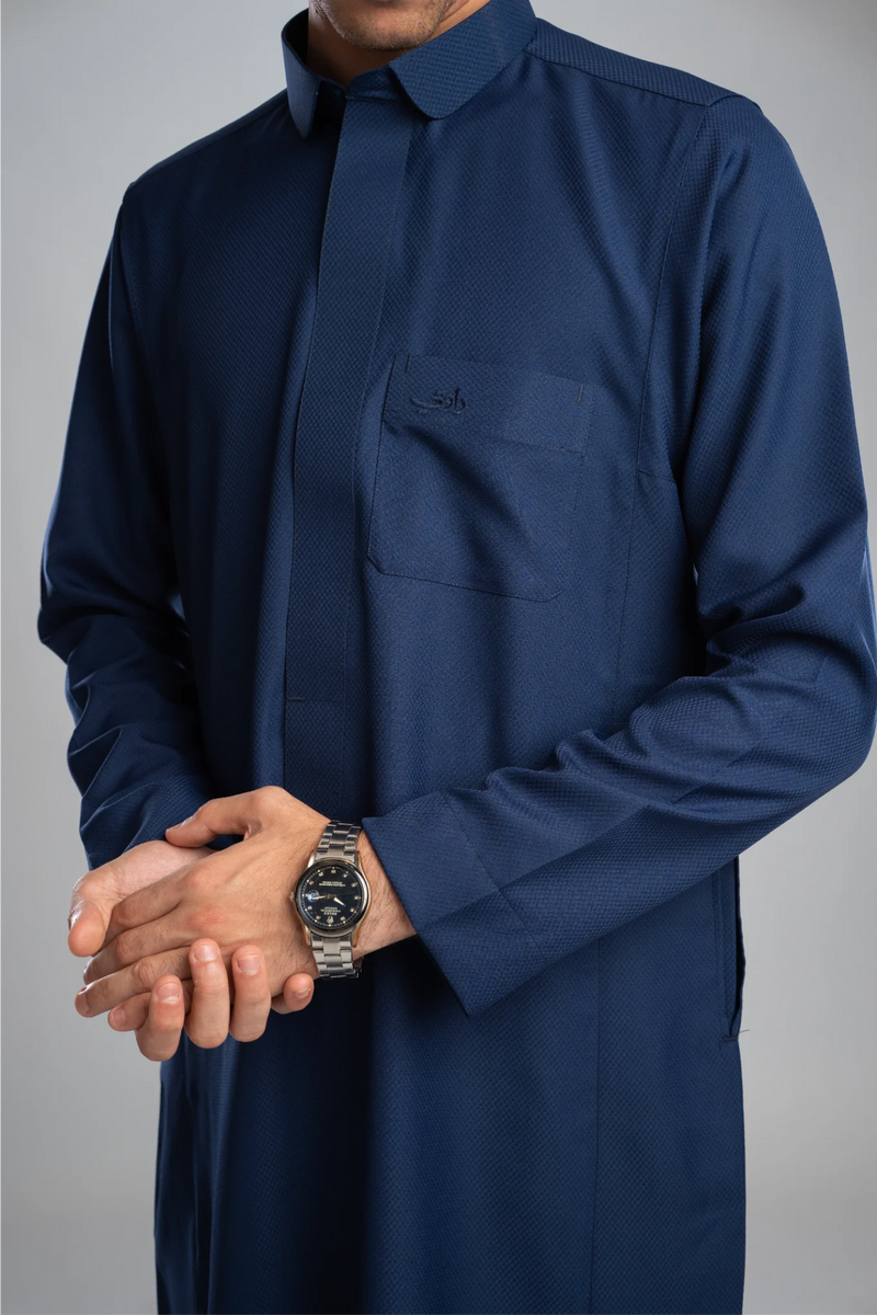 Saudi Thobe for Men – Honeycomb - Navy