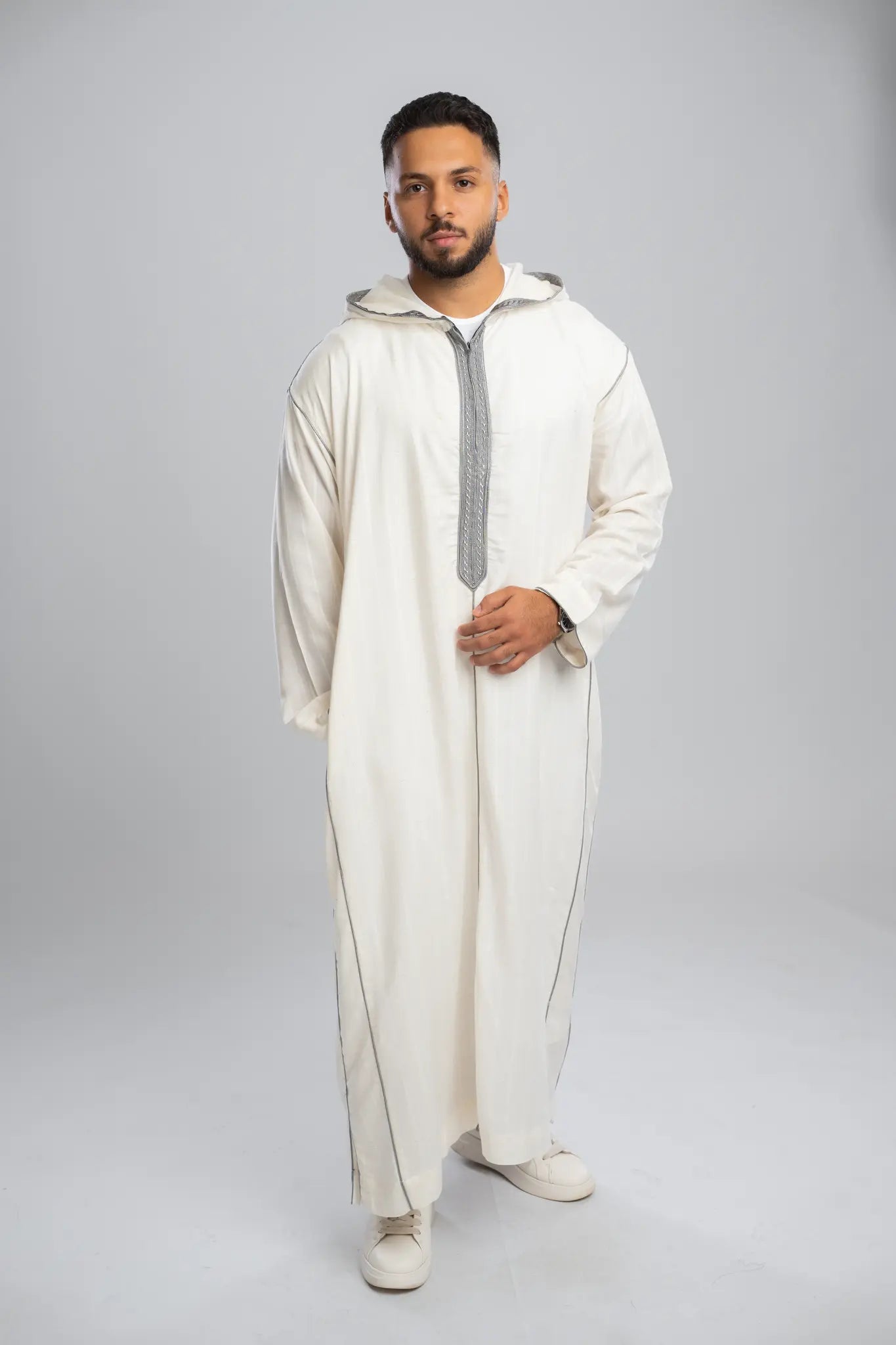 Moroccan Linen Thobe for Men – Gray