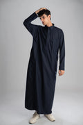 Saudi Thobe for Men – Classic Full-Collar Cotton Thobe - Navy