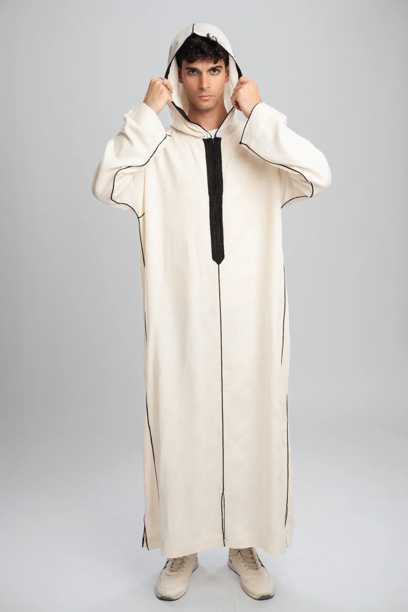 Moroccan Linen Thobe for Men – Black