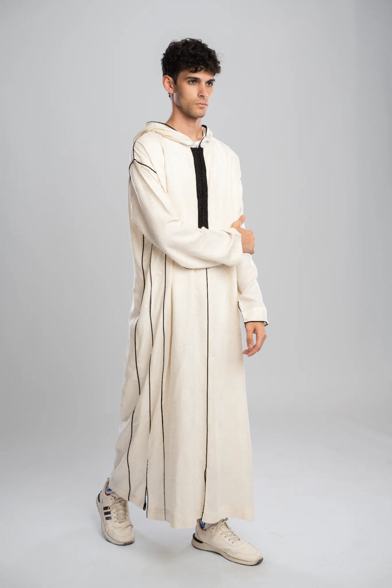 Moroccan Linen Thobe for Men – Black