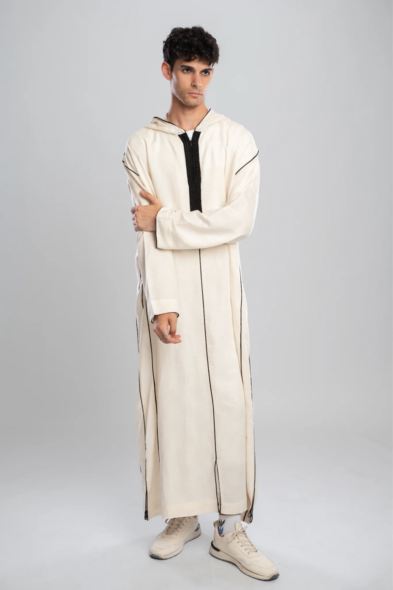 Moroccan Linen Thobe for Men – Black