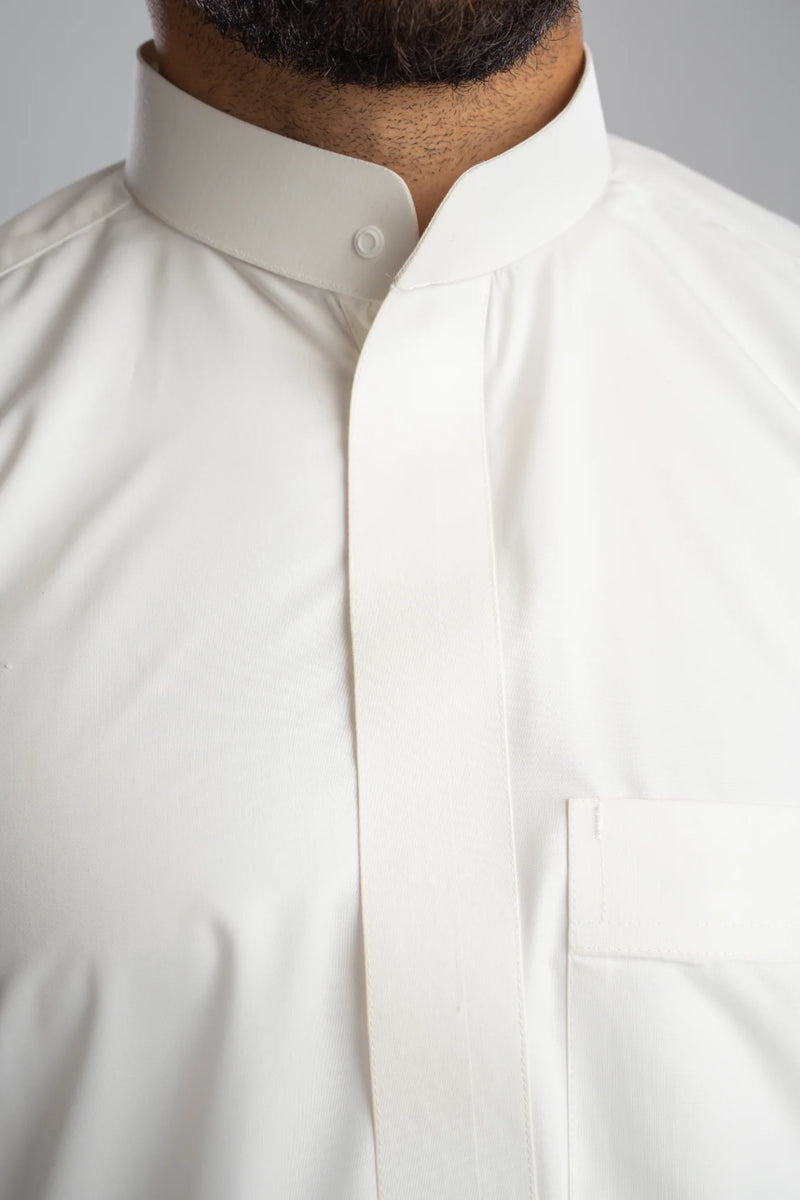 Saudi Thobe for Men – Half-Collar - White