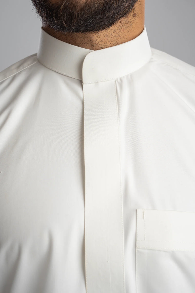 Saudi Thobe for Men – Half-Collar - White