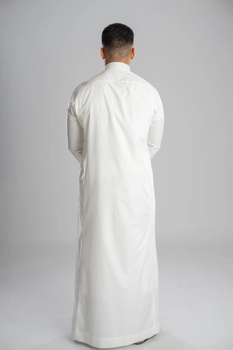Saudi Thobe for Men – Half-Collar - White