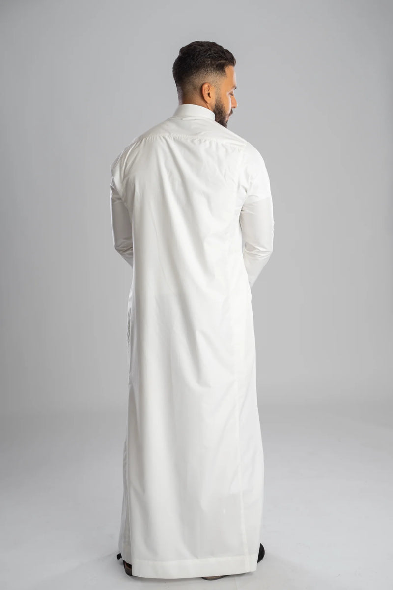 Saudi Thobe for Men – Half-Collar - White